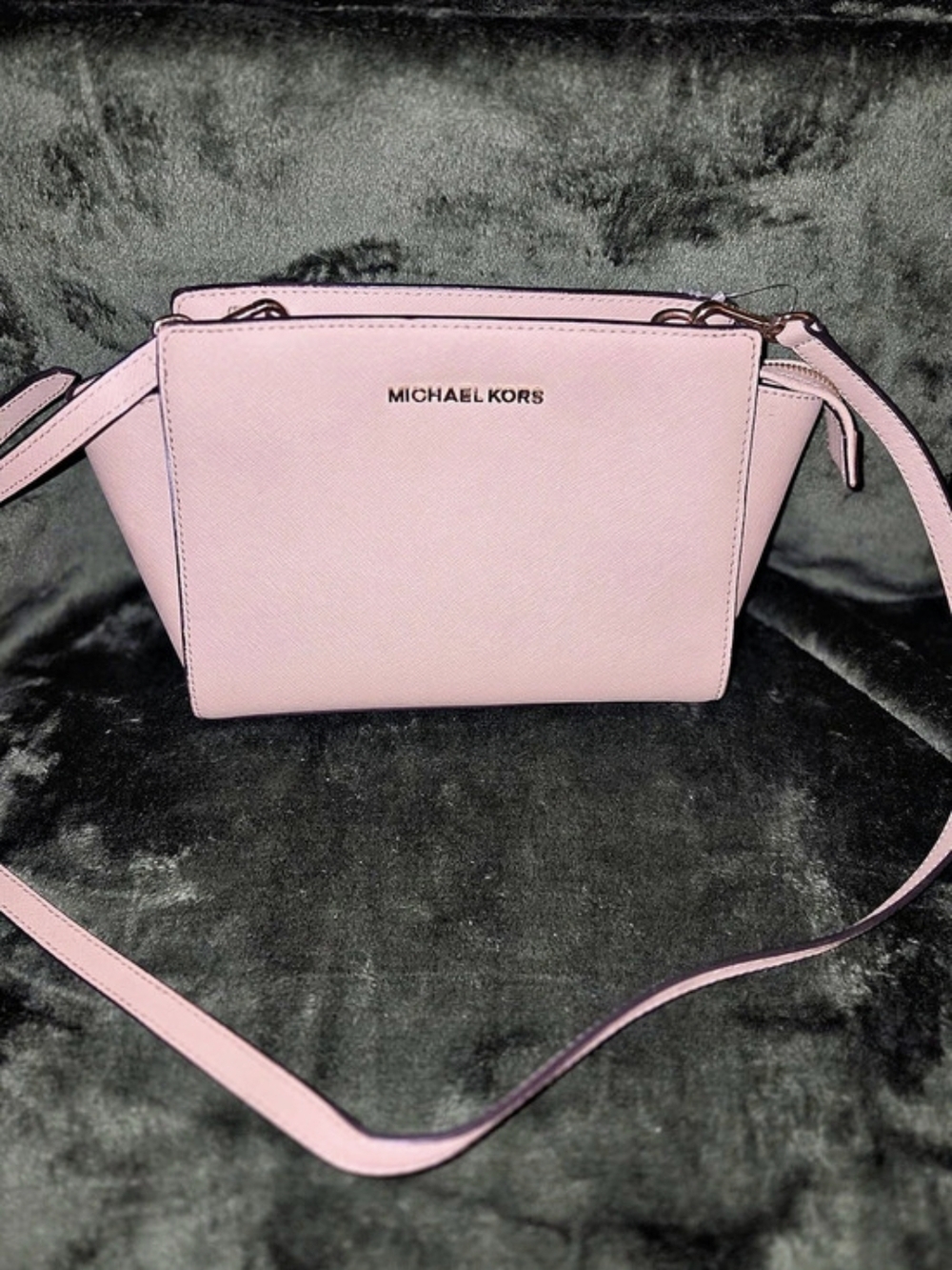 Michael Kors Selma Medium Saffiano Leather Satchel Tan Crossbody Bag